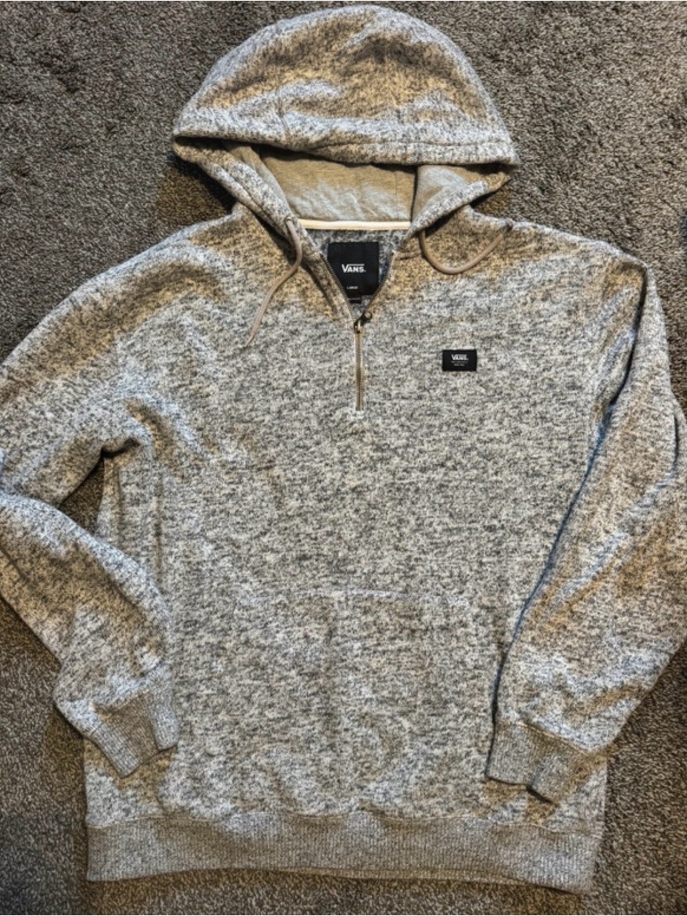 Vans Men’s Heather Gray Half-Zip Hooded Sweater